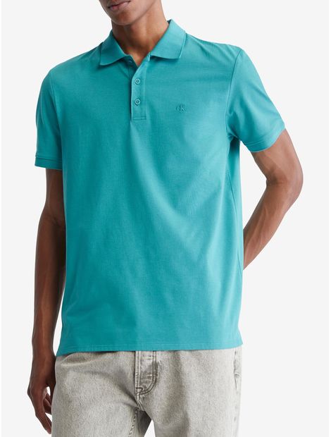 polo-azul-de-algodon-con-monograma-bordado